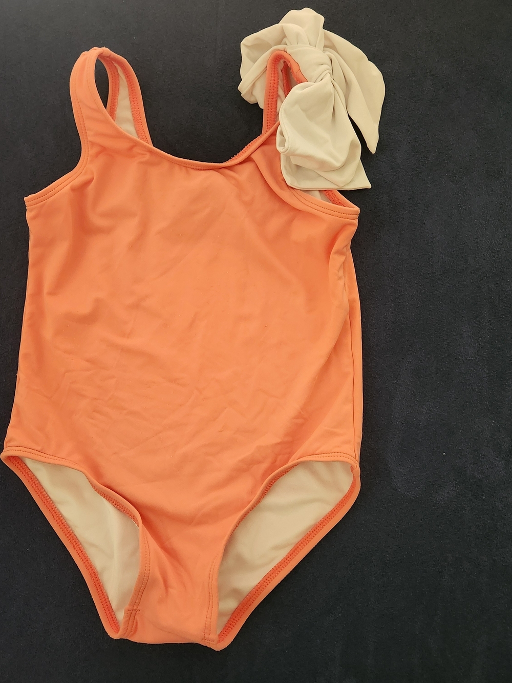 The Beaufort Bonnet Company Coral One-Piece Swimsuit White Bow Accent Toddler 3t